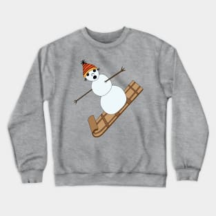 Snowman sledding on toboggan Crewneck Sweatshirt